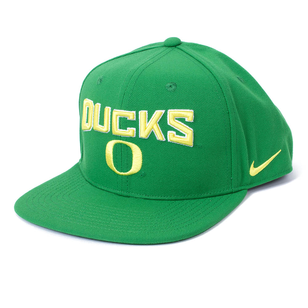 Classic Oregon O, Nike, Green, Flatbill, Performance/Dri-FIT, Accessories, Unisex, Pro, Plain, Arched Ducks, Oregon, Adjustable, Hat, 882525